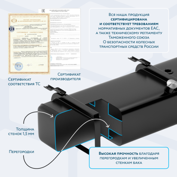 Топливный бак 175 литров ЗИЛ 131 (левый)