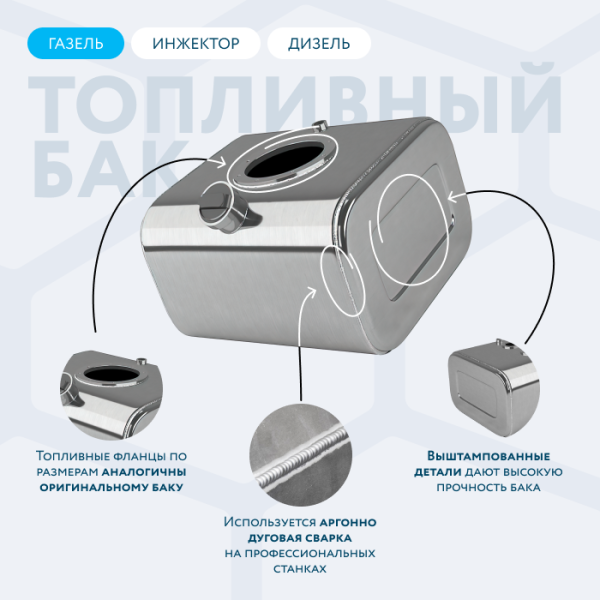 Алюминиевый бензобак 30 литров Газель инжектор / дизель